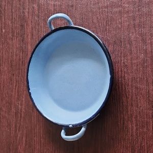 Vintage Blue Enamel Ware 2 handled pan